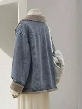 Супер красивая джинсовая одежда Parker из хлопка женская зимняя одежда новая искусственный мех кролика ворсистый утолщенный хлопковый наполнитель одежда куртка женская S 52.5 kg джинсовый синий