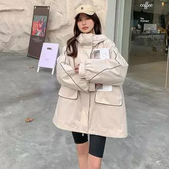 Супер красивый дизайн рабочая ветровка куртка женская весна и осень новая повседневная куртка с капюшоном S