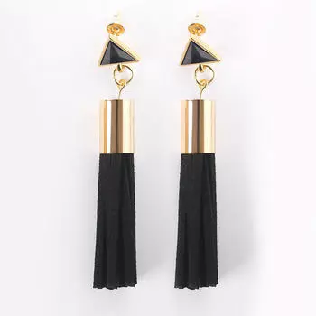 Супер Красота Темперамент Серьги Металлические Треугольные Капли Масляные Ретро Серьги Кожаные Серьги-Кисточки MIT
