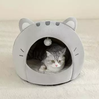 Супер кровать для кошек, теплый домик для домашних животных, подушка для котенка, пещера, кошачий домик, теплая спальная корзина для собак, палатка, коврик для маленькой собаки, принадлежности, кровать для кошек S 32x32cm