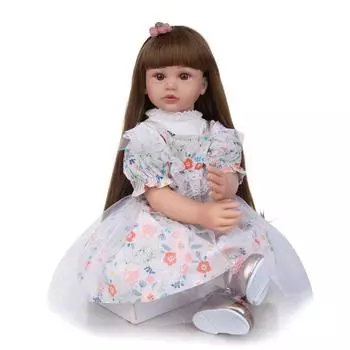 Супер кукла с длинными волосами, 24 дюйма, куклы реборн, 60 см, тканевое тело, реалистичная кукла принцессы для девочек, подарки на день рождения, Рождество 60 cm коричневый
