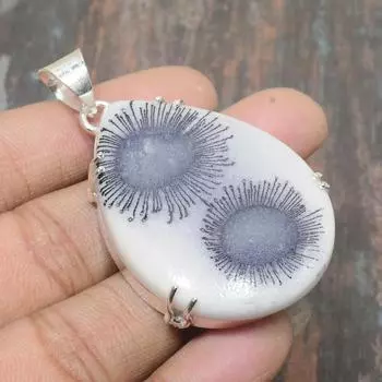 Супер кварцевый драгоценный камень из стерлингового серебра 925 пробы, красивый ювелирный кулон ручной работы 2.17 Inches белый