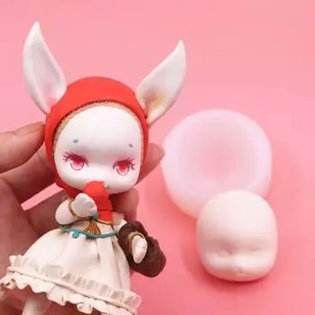 Супер легкая глина, мягкая керамическая помадка, силиконовая форма для лица, сделай сам, форма для лица кролика, куклы, милая форма для детского лица