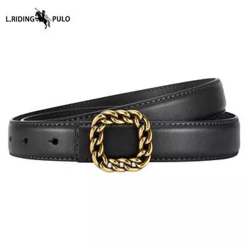 Супер Легко Сочетать Черный Маленький Ремень Простой Тонкий Ремень Ретро Золотой Ремень для Джинсов Инс Ремень 105cm чёрный