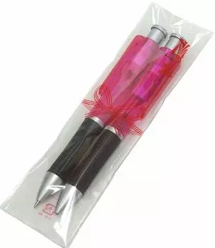 Super Metallic Point Ballpoint Pen and Mechanical Pencil Set Packed in OPP Thick Pen Translucent Body with Black Rubber (10-Pack), Gift-Patterned Bag, розовый