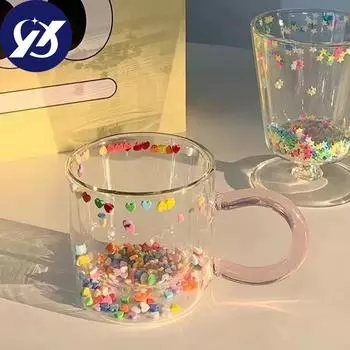 Супер милая двухслойная термостойкая стеклянная чашка, чашки в форме сердца, стеклянный стакан, креативный подарок, кружка для питьевой воды, чашка Бобо 201-300ml