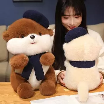 Супер милая плюшевая игрушка в виде бобра, маленькая кукла-бобр, подушка для сна, тряпичная кукла, детский подарок-компаньон [Small] 35cm