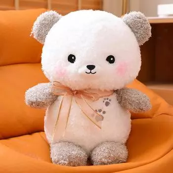 Супер милая плюшевая кукла-персик, милая кукла-мишка с ленточкой для детей, подарок для девушки на День святого Валентина 35cm серый