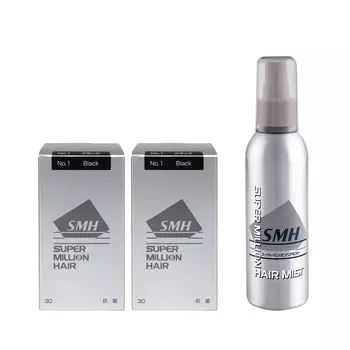 Super Million Hair Black 30 г x 2 шт. Super Million Hair Mist 165 мл x 1 набор + (черный)