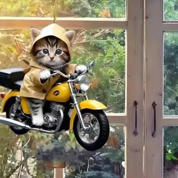 Супер милое подвесное украшение на зеркало автомобиля с шнурком, легко повесить рождественскую елку с котом