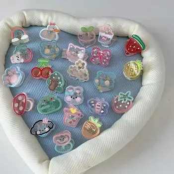 Супер милые маленькие заколки для волос для детей прозрачные акриловые заколки с мультяшными животными аксессуары для волос для девочек 2cm