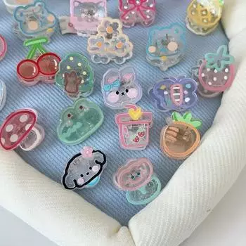 Супер милые маленькие заколки для волос для детей прозрачные акриловые заколки с мультяшными животными аксессуары для волос для девочек 2cm