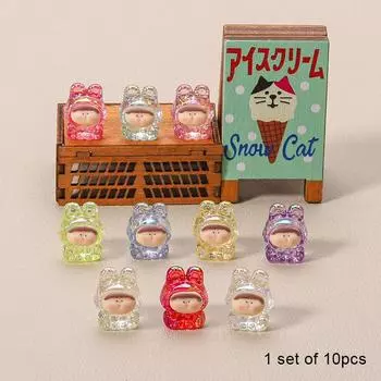 Супер мини полупрозрачные цветные украшения Lilith 1 набор из 10 кубических смоляных украшений аксессуары разноцветный