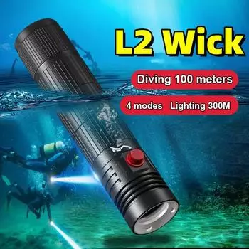 Супер Мощность L2 Фитиль Дайвинг Факел Высокий Люмен 9000LM Фонарик Подводная Лампа Подводное Дайвинг Фонарик Профессиональный Фонарь Для Дайвинга A-Flashlight