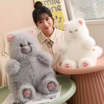 Супер мягкая и милая плюшевая кукла-кошка с длинными волосами, кукла-кошка, подарок на день рождения для девочки, держащей подушку для сна на кровати 40cm