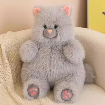 Супер Мягкая Конфета Конфета Конфета Кот Плюшевая Кукла Длинноволосый Кот Кукла Подарок на День Рождения Девочки Детская Кровать Обнимающая Подушка для Сна 40cm серый