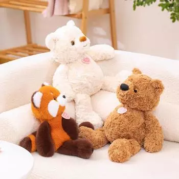 Супер мягкая ленивая пушистая мультяшная мягкая игрушка енот белый бурый медведь декоративная подушка подарок на день рождения 35cm белый