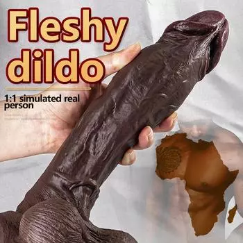 Супер мягкие черные сухожилия, толстый искусственный фаллос, женский фаллоимитатор, жидкий силиконовый женский мастурбатор, секс-игрушка S