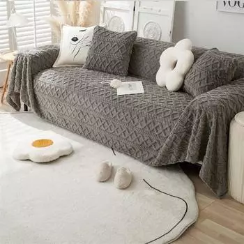 Супер мягкие диванные полотенца, 1/2/3/4 местные чехлы для диванов, винтажные чехлы для диванов с полным покрытием, бархатные чехлы для гостиной 1 pillowcase 45x45cm чёрный