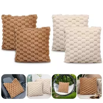 Супер мягкие уютные декоративные наволочки для подушек, пушистые плюшевые наволочки из искусственного меха, роскошные наволочки для дивана, дивана, кровати, гостиной 450mm*450mm бежевый