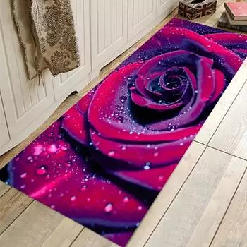 Супер мягкий коврик с 3D принтом розы, кухонные нескользящие коврики для гостиной, спальни, прихожей, коврик для беговой дорожки 40x120cm