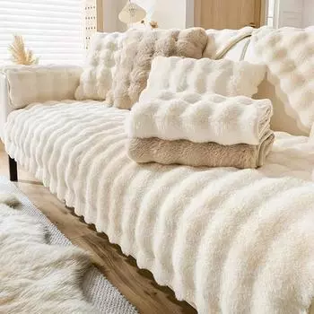 Супер мягкий плюшевый коврик для дивана с кроликом, противоскользящий, утолщенный, подушка для дивана для гостиной, зимние теплые, L-образные, универсальные чехлы для дивана 1pc 30x50 pillowcase