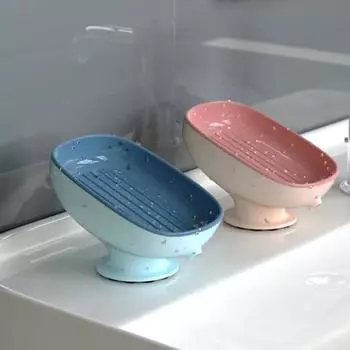 Супер мыльница на присоске со сливом воды для ванной комнаты, держатель для мыла, держатель для губки, контейнер для мыла, принадлежности для ванной комнаты синий