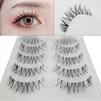 Супер натуральные свадебные накладные ресницы «Подсолнух» — короткие, реалистичные, японский прозрачный стержень, W-7.