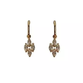 Супер нежные капельные серьги-крючки с четырьмя бриллиантами в стиле ретро, маленькие изысканные японские серьги-гвоздики