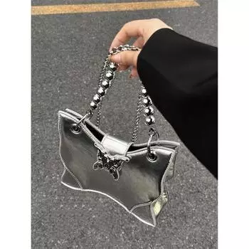 Супер Огненная Маленькая Сумка Женская Сезон 2024 Новый Лук Милый Крутой Стиль Сумка Spice Girl Премиум Текстура Портативная Сумка-мессенджер серебряный