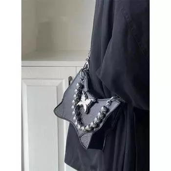 Супер огненная маленькая женская сумка лето 2024 новый бант сладкий прохладный ветер сумка Spice girl премиум текстура нишевая мини-сумка чёрный