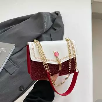 Супер огненная сумка с бахромой женская летняя 2025 новая модная сумка через плечо с пайетками подмышкой универсальная маленькая квадратная сумка премиум-класса чёрный