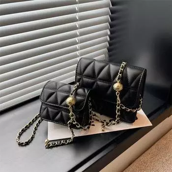 Super Popular White Mini Niche Style Crossbody Phone Bag Chain Black small size