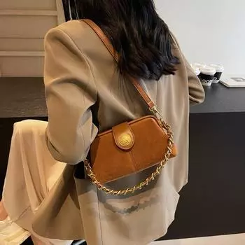 Супер пожарная маленькая сумка женская осенне-зимняя универсальная 2024 новая модная ретро сумка-мессенджер женская цепочка маленькая квадратная сумка чёрный