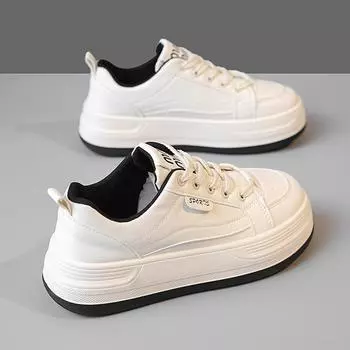 Супер-пожарные высококачественные маленькие белые туфли на толстой подошве для женщин 2024 года, новые весенние и осенние универсальные туфли для скейтбординга, популярная повседневная спортивная обувь 35 бежевый