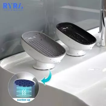 Супер присоска, мыльница со сливом воды для ванной комнаты, держатель для мыла, держатель для губки, контейнер для мыла, принадлежности для ванной комнаты MYY 1PC розовый