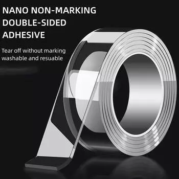Супер прочная двухсторонняя клейкая лента Нанолента Прозрачная многоразовая водонепроницаемая лента Термостойкость Украшения для дома и ванной комнаты 2cm&1meter