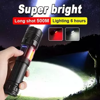 Супер яркая вспышка, высокий люмен, 900000LM, мощный фонарик XHP120, перезаряжаемый фонарь, лампа дальнего действия, водонепроницаемый фонарик A-Flashlight