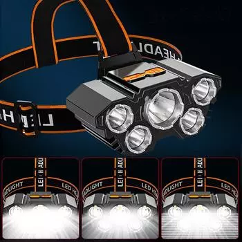 Супер яркий 5 светодиодный головной фонарь USB перезаряжаемый налобный фонарь для отдыха на природе мощный водонепроницаемый фонарь для кемпинга рыбалки приключений A3