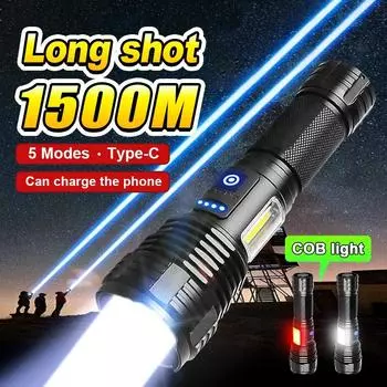 Супер яркий фонарик с высоким люменом 500000LM Прожектор Мощный светодиодный фонарик 90 Вт Водонепроницаемая лампа Полезный фонарь Перезаряжаемый фонарик A-Flashlight