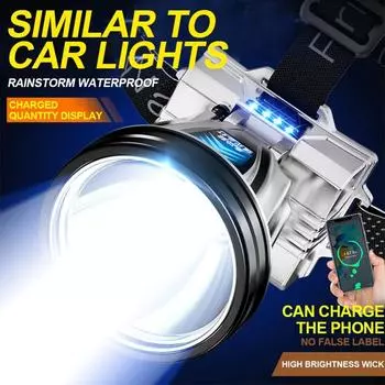 Супер яркий налобный фонарь с 3 режимами, налобный фонарь для ночной рыбалки, горнодобывающий фонарь для кемпинга на открытом воздухе, бега, велоспорта A
