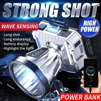 Супер яркий перезаряжаемый датчик налобный фонарь 1200 мАч мощный налобный фонарь водонепроницаемый аварийный рыболовный кемпинговый фонарь налобный фонарь серебряный