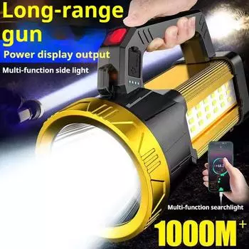 Супер яркий портативный мощный фонарик зарядка наружное освещение прожектор патрульные минные фонари 1 battery-No sidelights