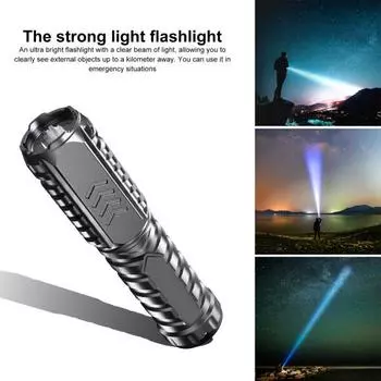 Супер яркий светодиодный фонарик, 3 режима, компактный размер, портативный IPX7, водонепроницаемый многофункциональный перезаряжаемый аварийный фонарик