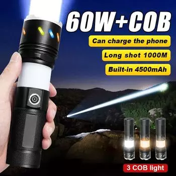 Супер яркий светодиодный фонарик USB перезаряжаемые фонарики дальнего действия фонарь для кемпинга рыбалки на открытом воздухе ручной фонарь