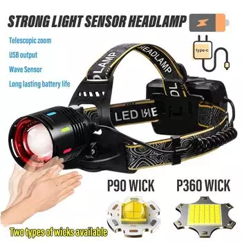 Супер яркий светодиодный налобный фонарь для рыбалки Перезаряжаемый фонарик Портативный мощный фонарь для кемпинга Лампочки высокой яркости