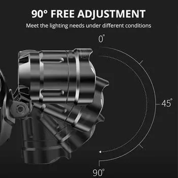 Супер яркий светодиодный налобный фонарь с ламповыми бусинами XHP90, перезаряжаемый через USB, с дисплеем питания, для исследований, рыбалки, кемпинга P50 LED