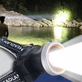 Супер яркий светодиодный налобный фонарь XPG, мощный прожектор, налобный фонарь со встроенным аккумулятором для рыбалки, кемпинга, фонаря built in battery чёрный