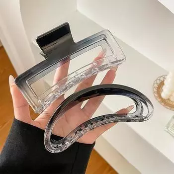 Супер размер 13 см, прозрачная заколка, супер фея, черно-белая заколка для волос с градиентными чернилами, заколка премиум-класса в форме акулы, заколка на затылке 9.5cm