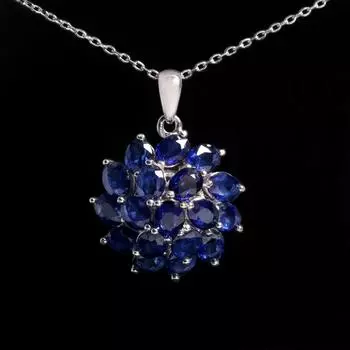 Супер роскошный дизайн с несколькими драгоценными камнями. Камень сентября. Натуральный рассеянный сапфир. Ожерелье. Серебряные украшения. Женские банкеты и свадьбы. M синий